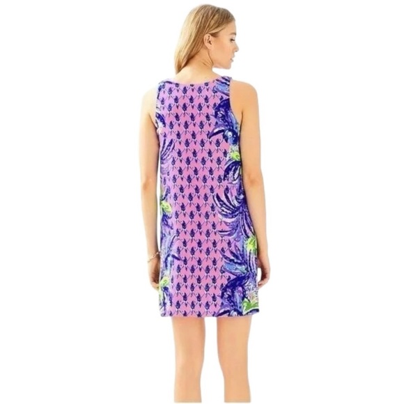Lilly Pulitzer Jackie Pink Sunset Pecking Order Silk Shift Dress Women’s Small - Picture 3 of 12